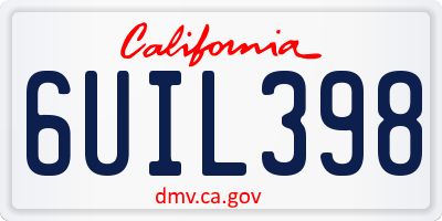 CA license plate 6UIL398