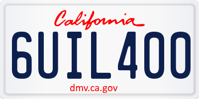 CA license plate 6UIL400