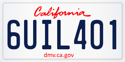 CA license plate 6UIL401
