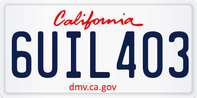 CA license plate 6UIL403