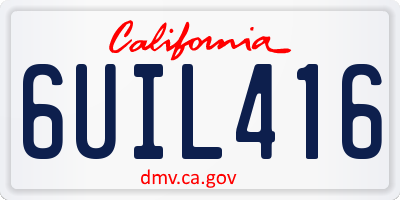 CA license plate 6UIL416