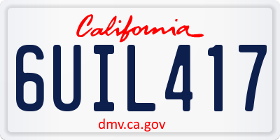 CA license plate 6UIL417