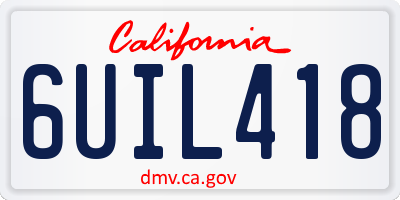 CA license plate 6UIL418
