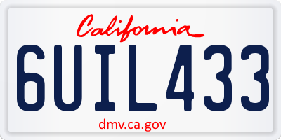 CA license plate 6UIL433