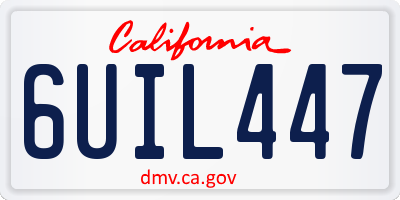 CA license plate 6UIL447