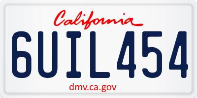 CA license plate 6UIL454