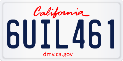 CA license plate 6UIL461