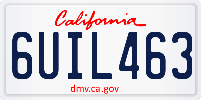 CA license plate 6UIL463