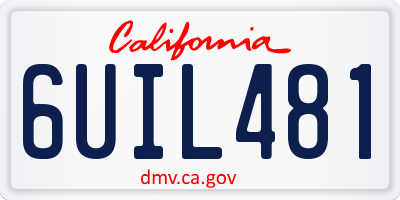 CA license plate 6UIL481