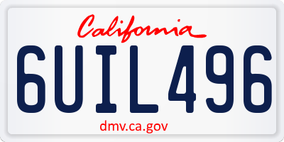 CA license plate 6UIL496