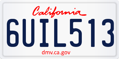 CA license plate 6UIL513
