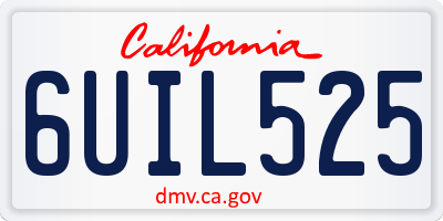 CA license plate 6UIL525