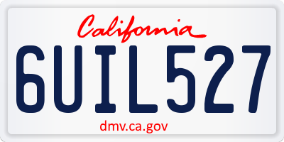 CA license plate 6UIL527