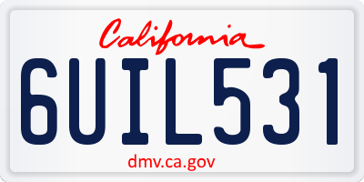CA license plate 6UIL531