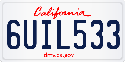 CA license plate 6UIL533