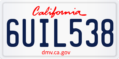 CA license plate 6UIL538