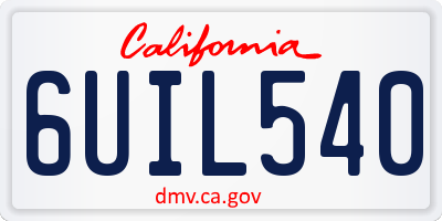 CA license plate 6UIL540