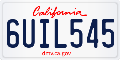 CA license plate 6UIL545