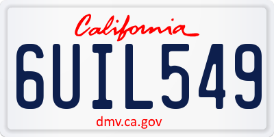 CA license plate 6UIL549