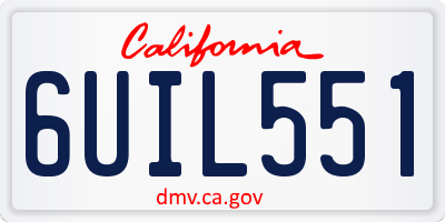 CA license plate 6UIL551