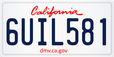 CA license plate 6UIL581