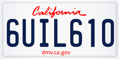 CA license plate 6UIL610