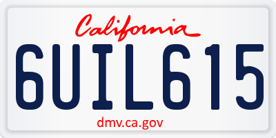 CA license plate 6UIL615