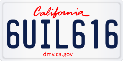 CA license plate 6UIL616