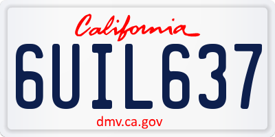 CA license plate 6UIL637
