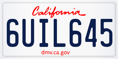 CA license plate 6UIL645
