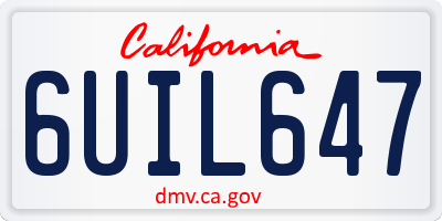 CA license plate 6UIL647