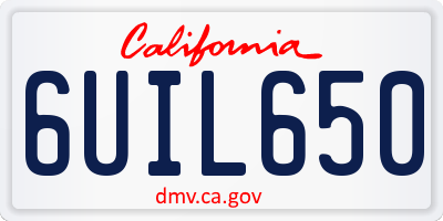 CA license plate 6UIL650