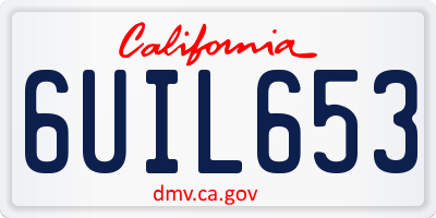 CA license plate 6UIL653