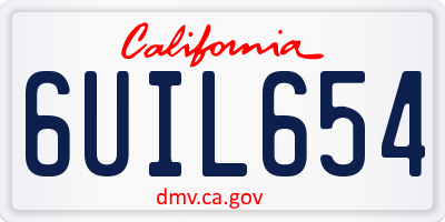 CA license plate 6UIL654