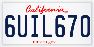 CA license plate 6UIL670