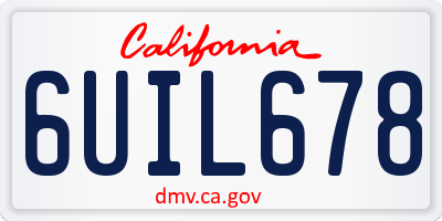 CA license plate 6UIL678