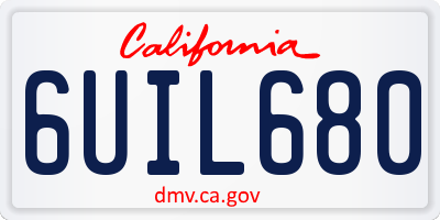 CA license plate 6UIL680