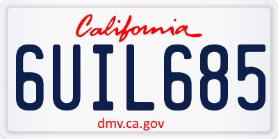 CA license plate 6UIL685