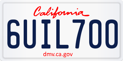 CA license plate 6UIL700