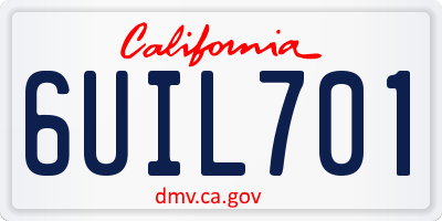 CA license plate 6UIL701