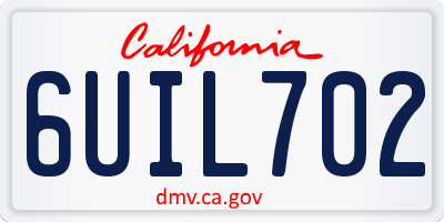 CA license plate 6UIL702