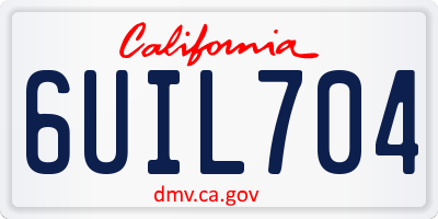 CA license plate 6UIL704