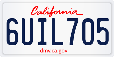 CA license plate 6UIL705