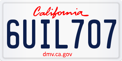 CA license plate 6UIL707
