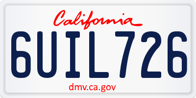 CA license plate 6UIL726