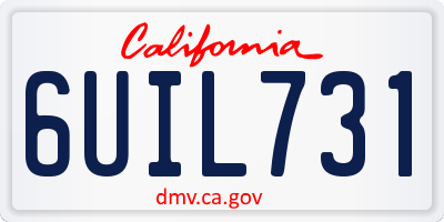 CA license plate 6UIL731