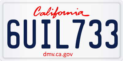 CA license plate 6UIL733