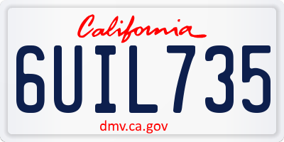 CA license plate 6UIL735