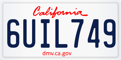 CA license plate 6UIL749