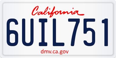 CA license plate 6UIL751